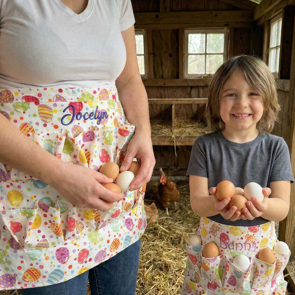 Personalised Embroidered Egg Gathering Half Apron | Apron51