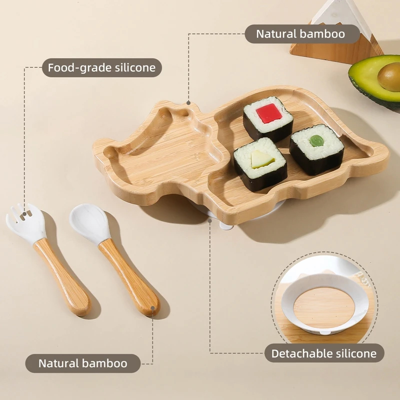 Personalised Baby Bamboo Dinosaur Plate Set | CWBaby20