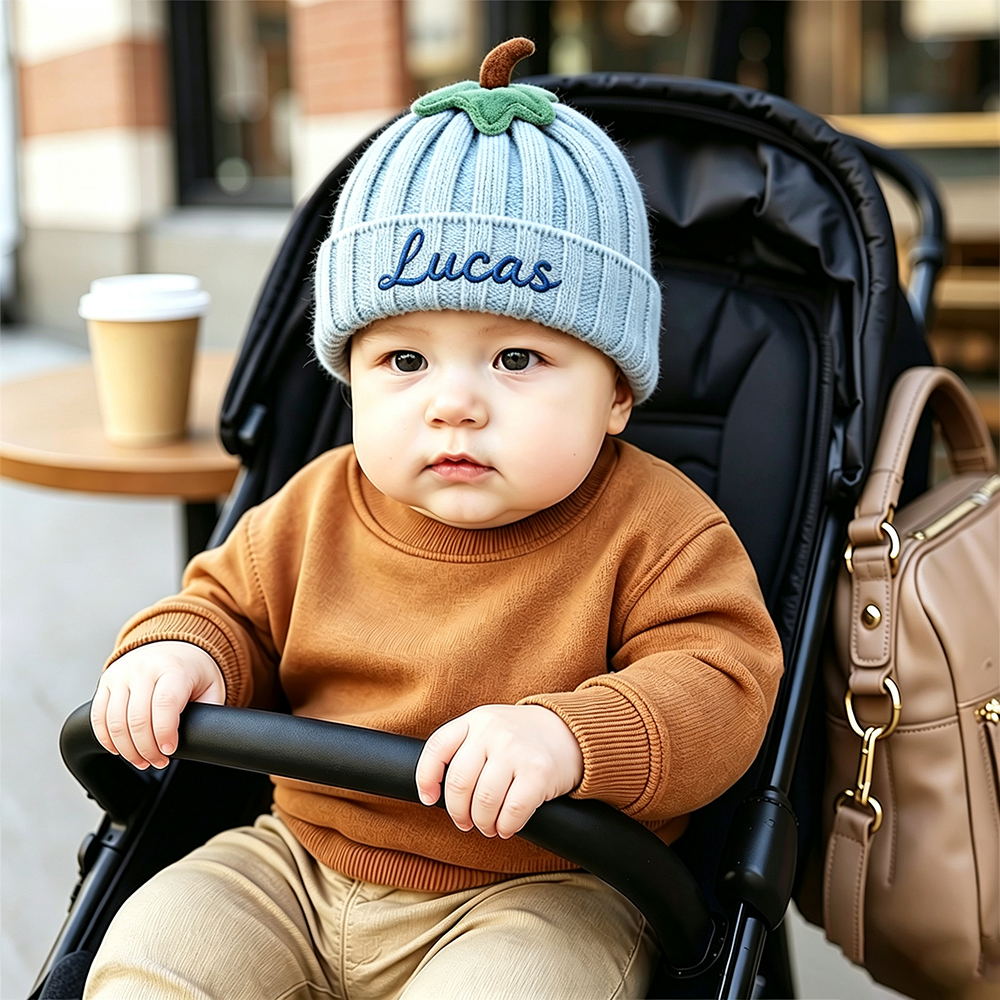 Personalized Embroidered Pumpkin Wool Beanie | CWHalloween126