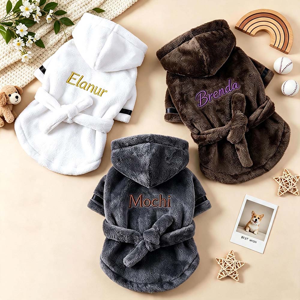Personalized Embroidery Soft Hooded Pet Bathrobe | BKPet569