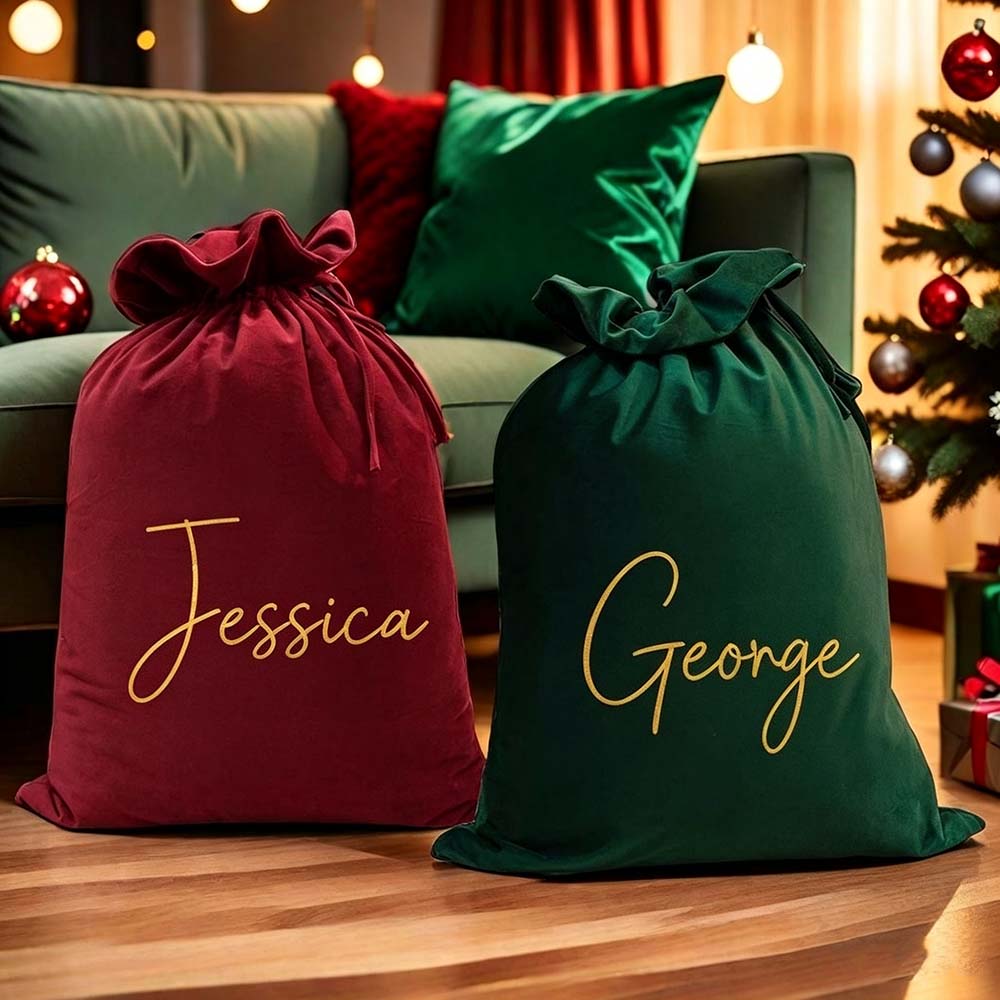 Personalized Custom Name Christmas Velvet Gift Bag | MCGift395