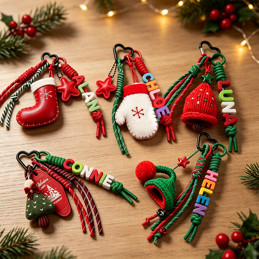 Personalized Colorful Name Letter Beaded Christmas Bag Charm | MCGift402