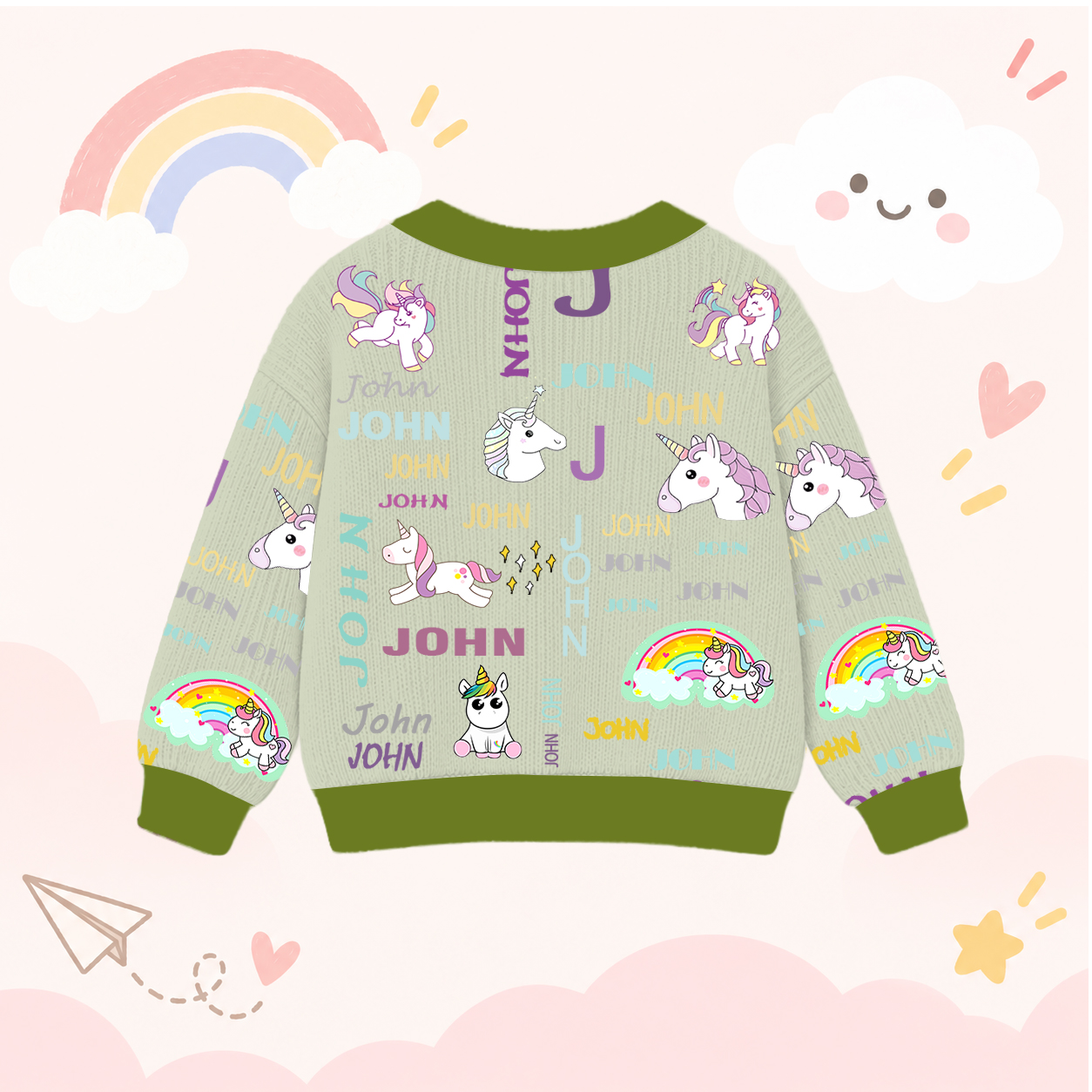 Personalized Lovely Kids Unicorn Knit Sweater | CWSweater04