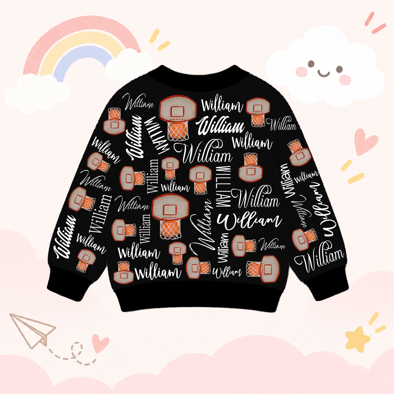 Personalized Lovely Kids Basketball Knit Sweater | CWSweater13
