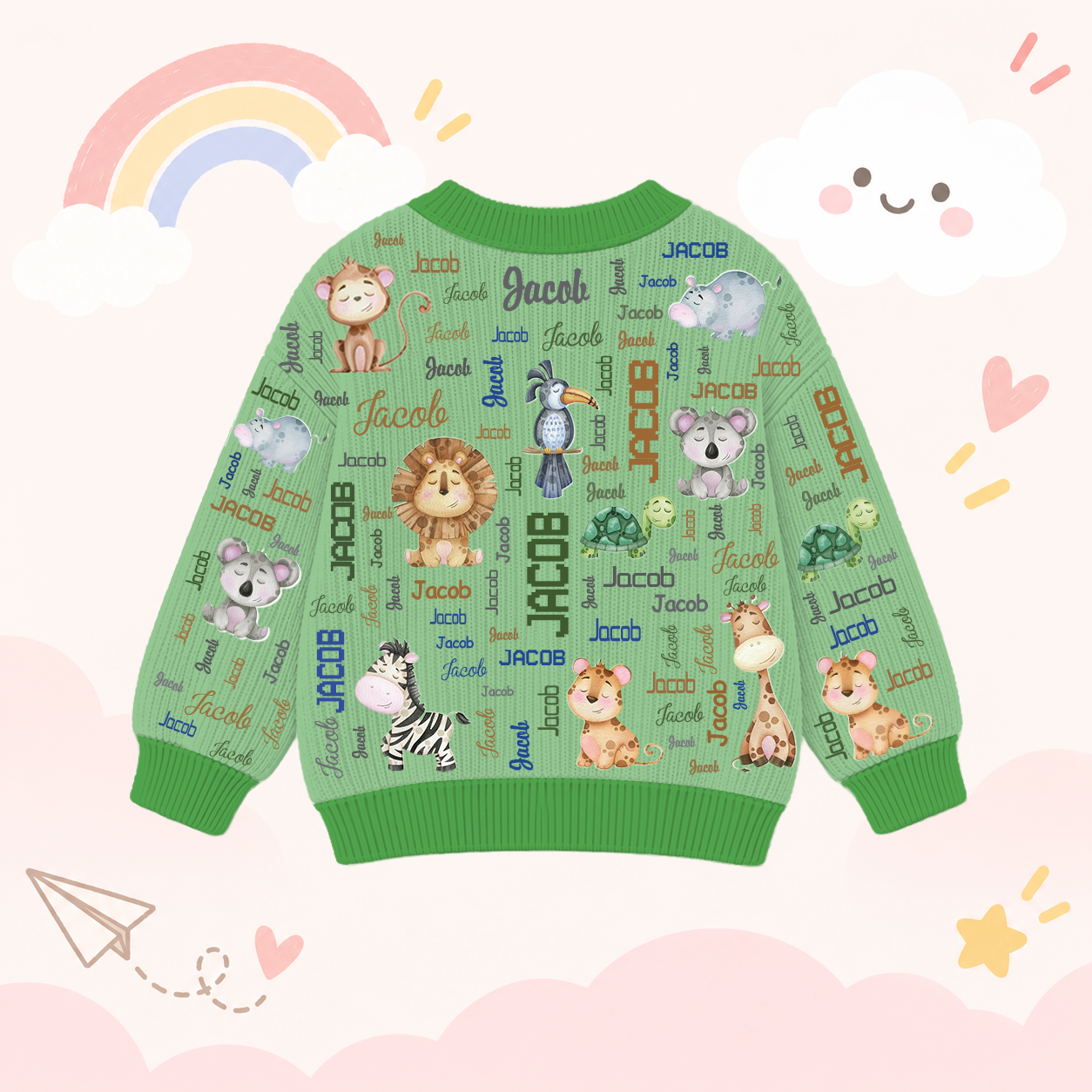 Personalized Lovely Kids Adorable Animals Knit Sweater | CWSweater17