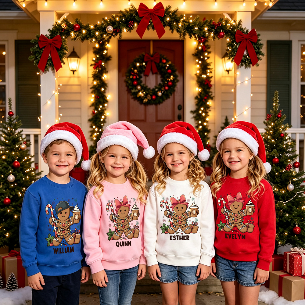 Personalized Christmas Kids Gingerbread Sweatshirt | MCGift419