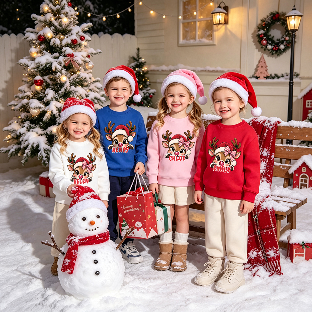Personalized Christmas Kids Reindeer Sweatshirt | MCGift417
