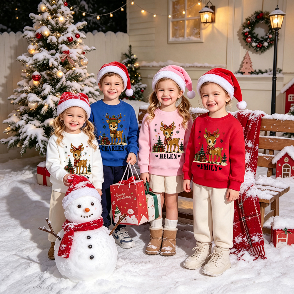 Personalized Christmas Kids Reindeer Sweatshirt | MCGift420