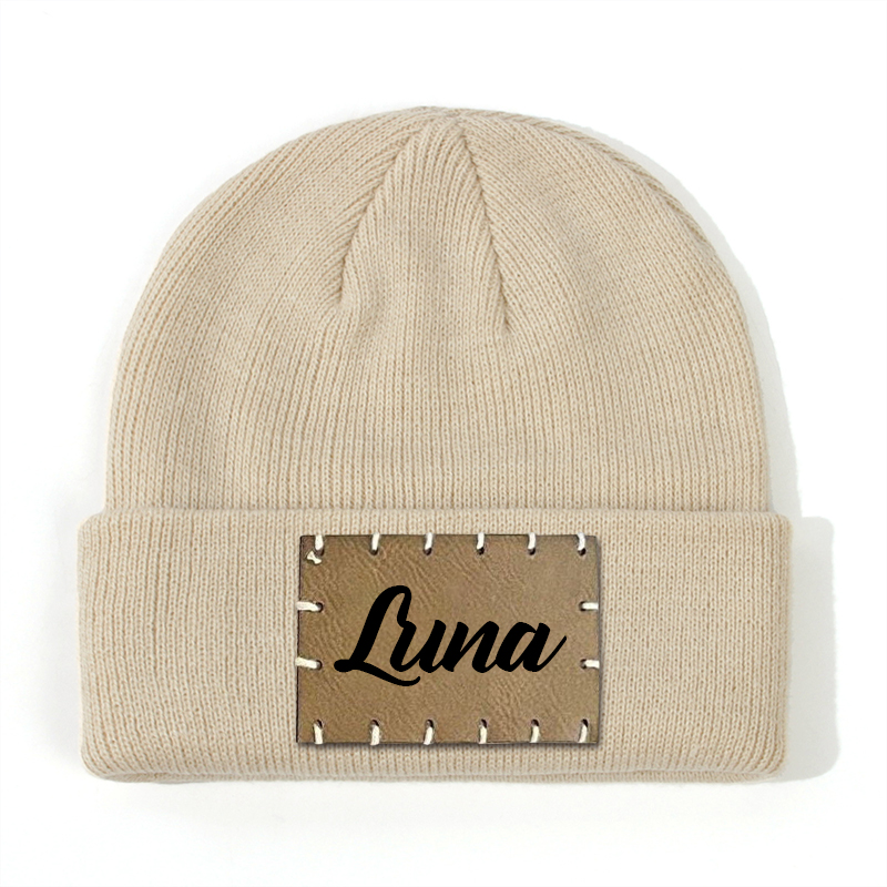 Personalized Leather Patch Beanie for Comfort & Unique | HSKid3301