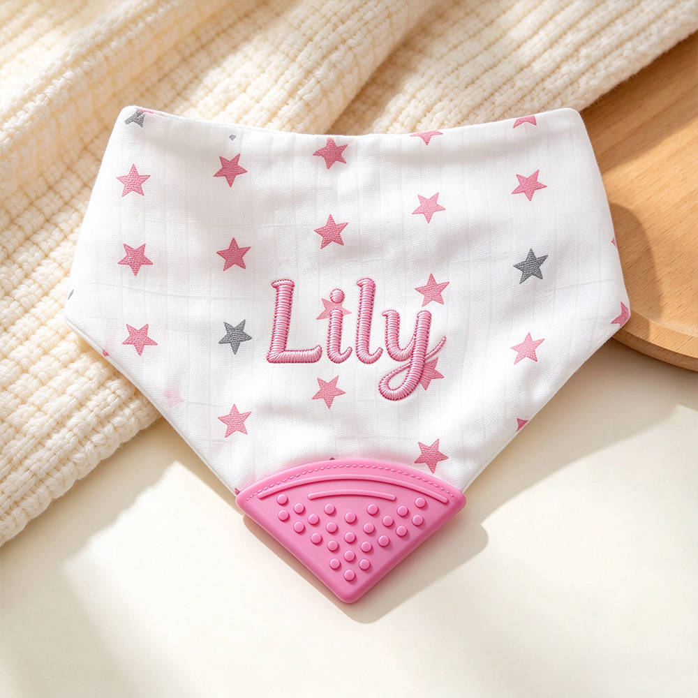 Personalized Embroidered Baby Muslin Cotton Bibs | CWBaby557