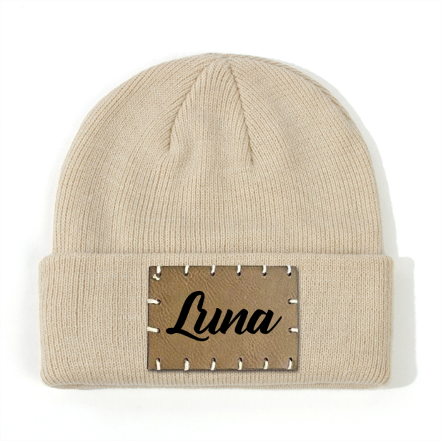 Personalized Leather Patch Beanie for Comfort & Unique | HSKid3301