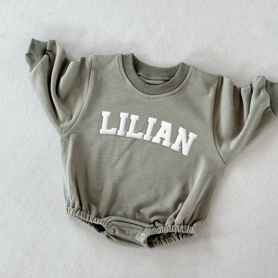 Personalized Puff Name Baby Color Sweatshirt Bodysuit | CWBaby90