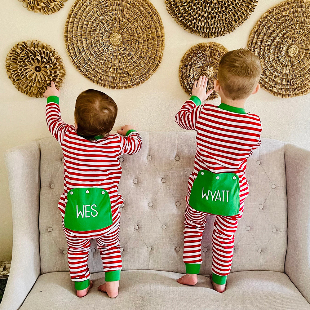 Personalized Embroidery Baby Butt Flap Christmas Pajamas | CWBaby112