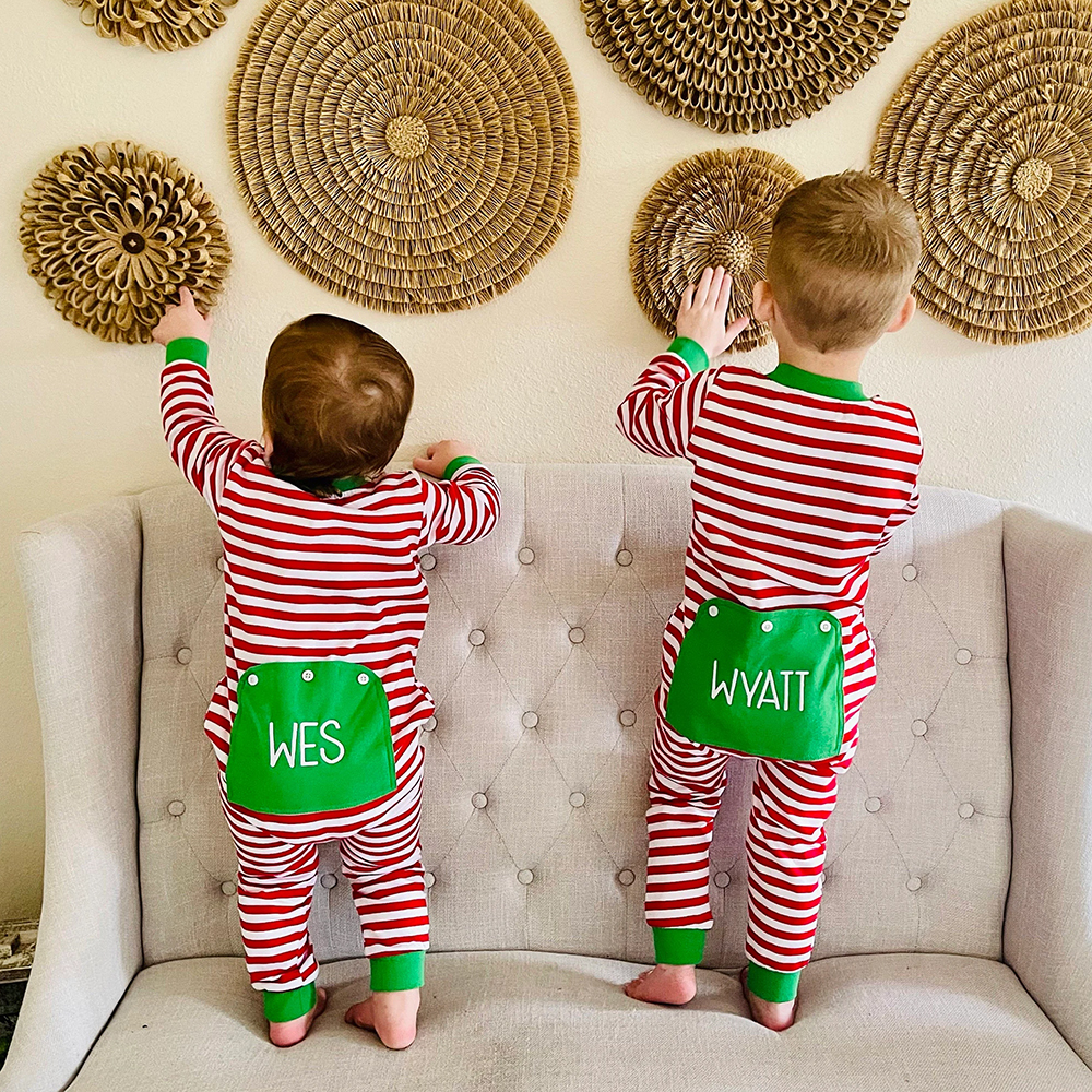Personalized Embroidery Baby Butt Flap Christmas Pajamas | CWBaby112