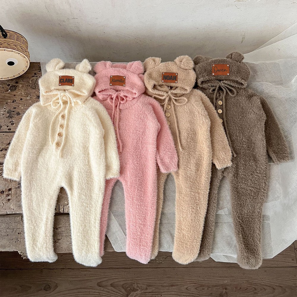 Personalized Baby Mink Cashmere Jumpsuit With Hat | CWBaby116