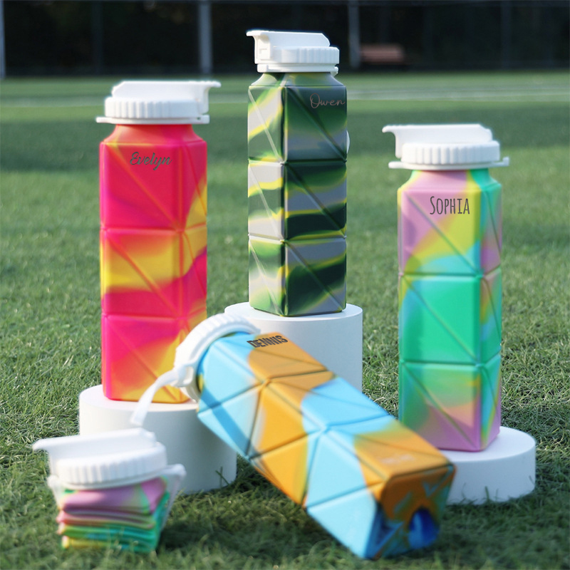 Personalised BPA Free 20oz Food Grade Silicone Foldable Water Bottles | YouBottle80