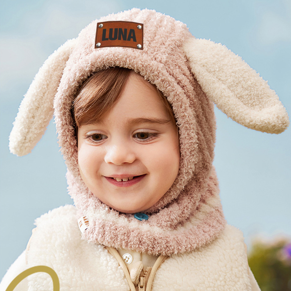 Personalized Leather Patch Kid Knitted Hat|CWBaby123