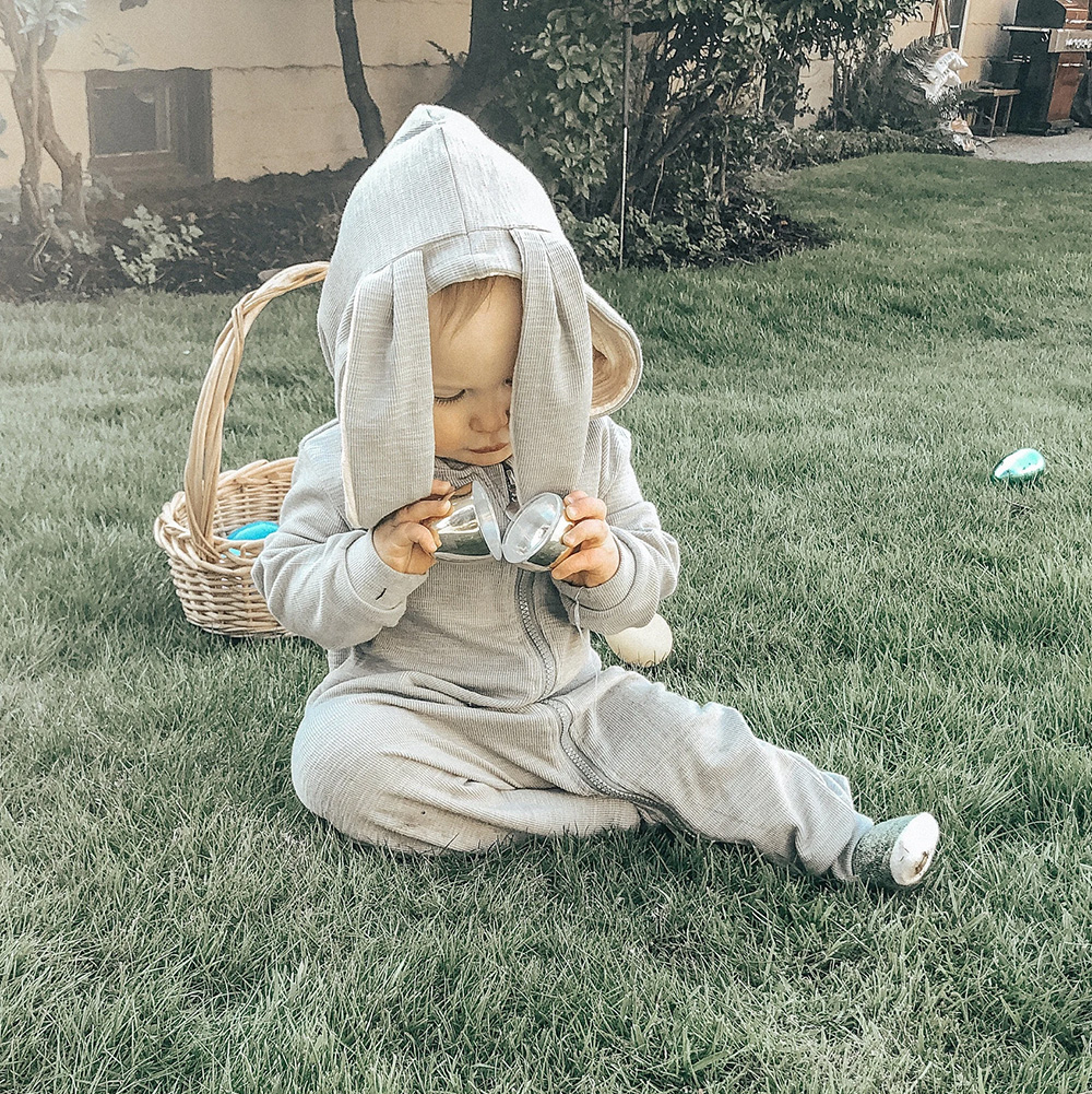 Personalized Easter Baby Bunny Ears Romper | CWbaby4001