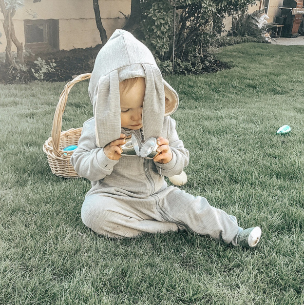 Personalized Easter Baby Bunny Ears Romper | CWbaby4001