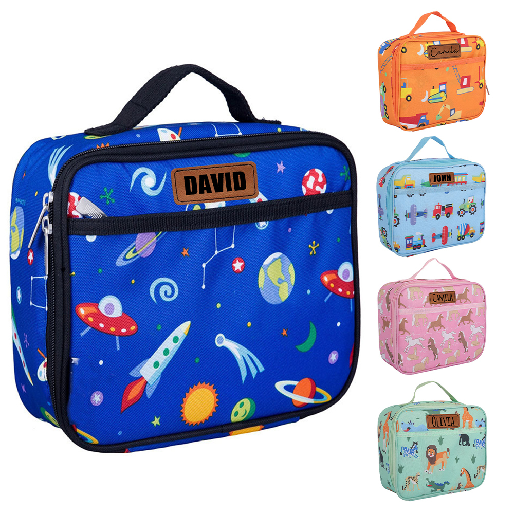 Personalized Kids Leather Patch Cute Lunch Bag