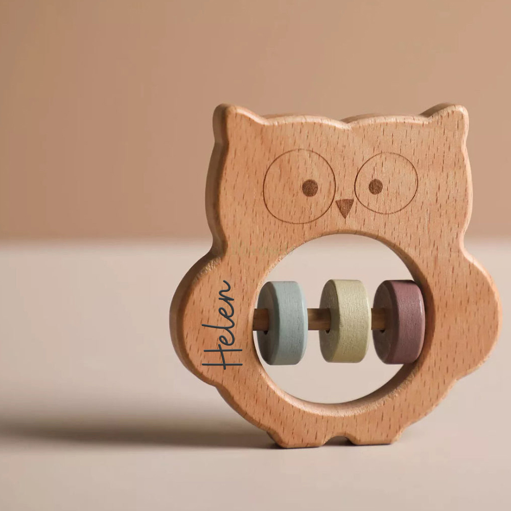 Personalized Baby Wooden Lovely Shape Rattle | CWBaby153