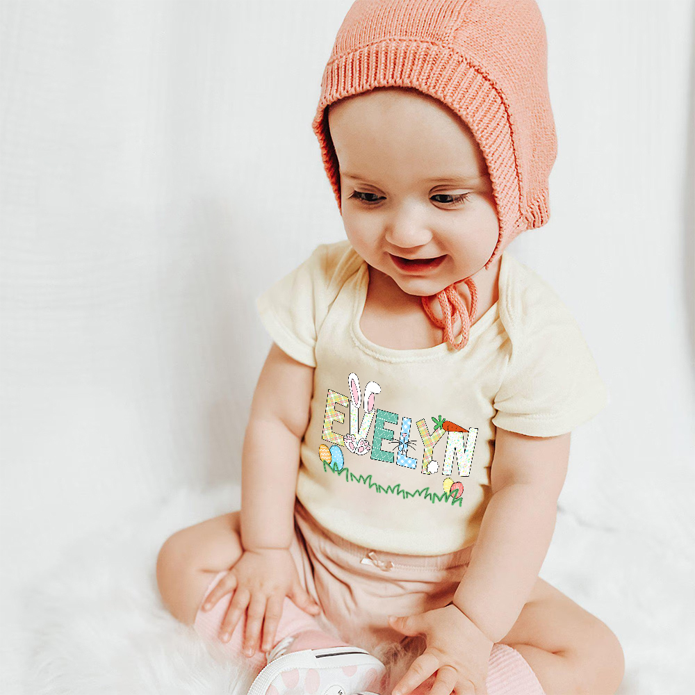 Personalized Baby Cute Easter Bunny Romper | CWEaster51