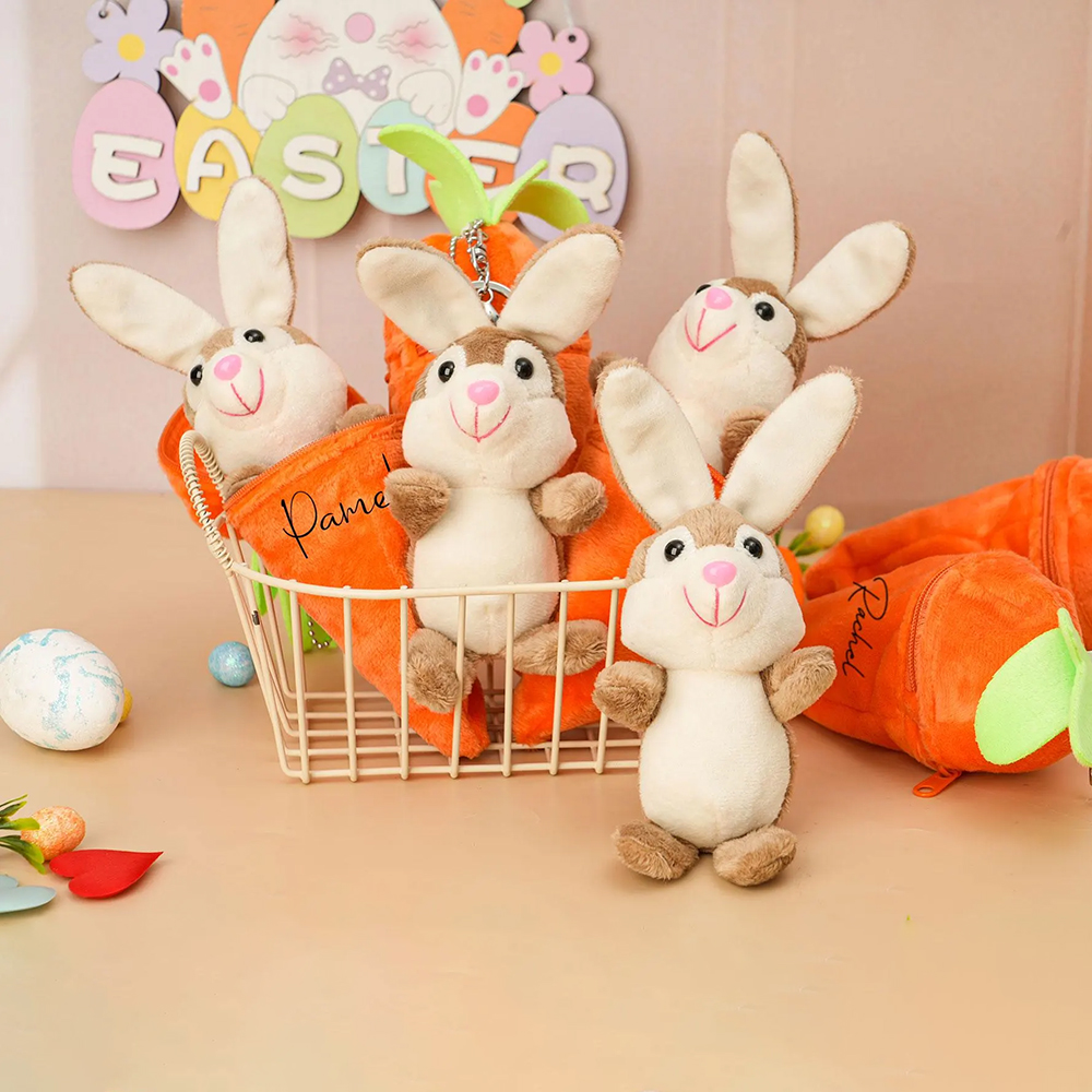 Personalized Easter Plush Carrot Keychain with Bunny | CWEaster52