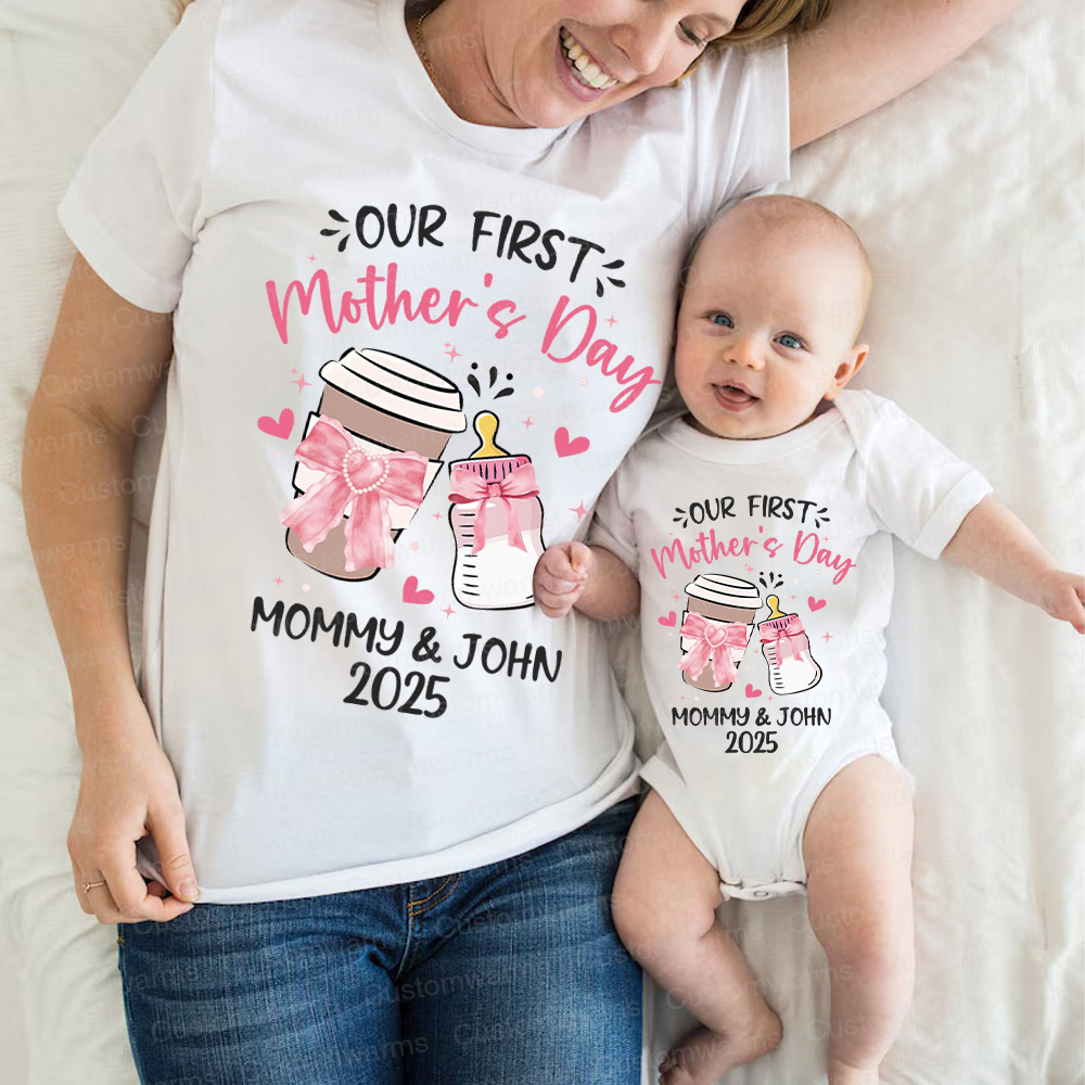 Personalized First Mother's Day Mommy and Baby Outfit | CWFamily16