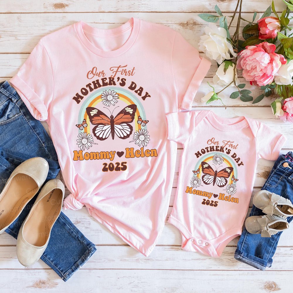 Personalized First Mother's Day Mommy and Baby Outfit | CWFamily34