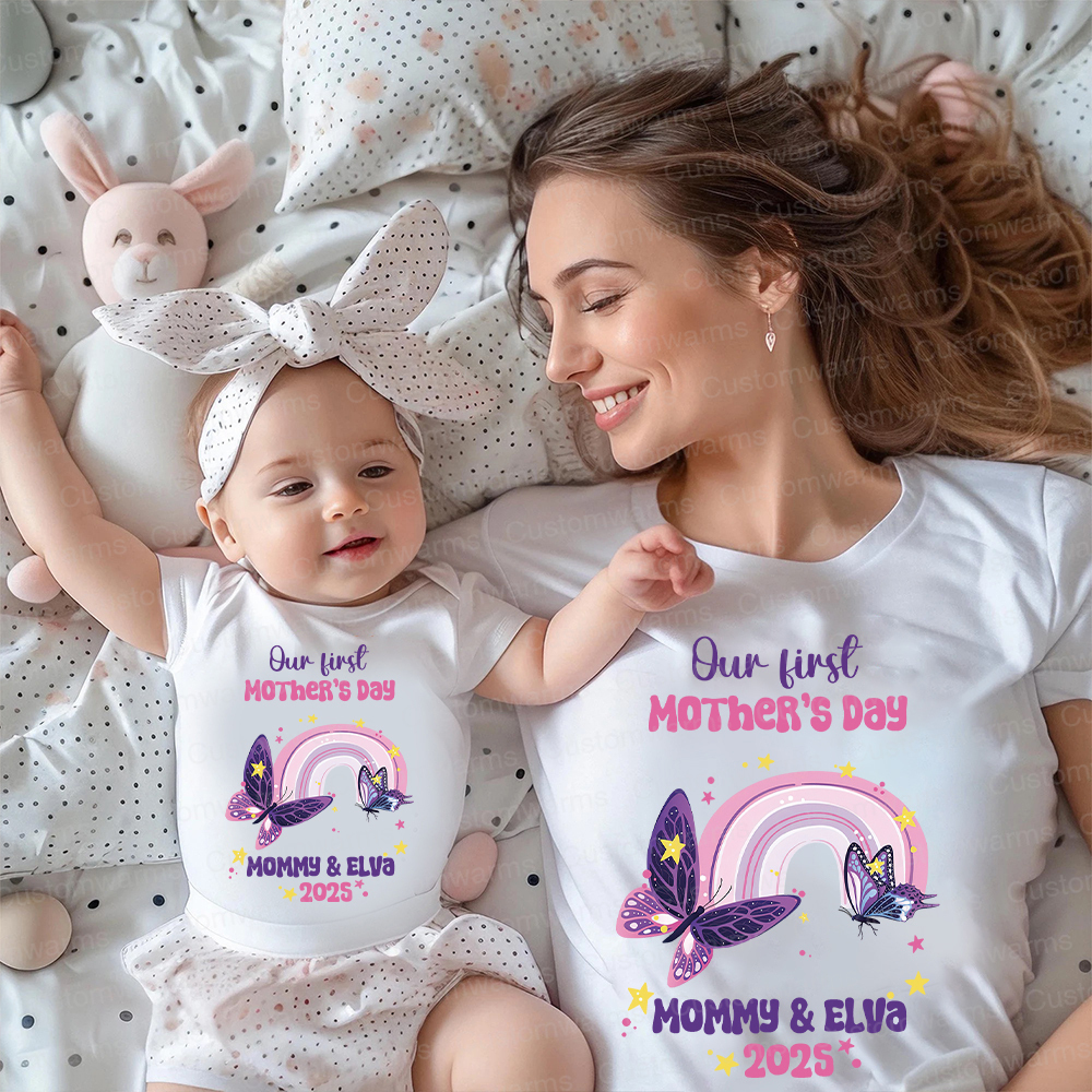 Personalized First Mother's Day Mommy and Baby Outfit | CWFamily38