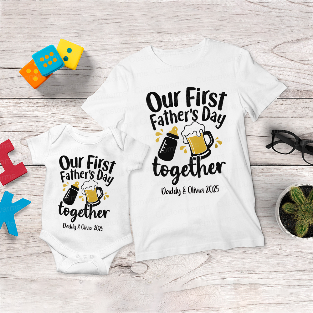 Personalized First Father's Day Daddy and Baby Outfit | CWFamily42