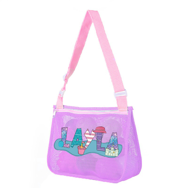 Personalized Seashell Zipper Mesh Beach Bag | CWBeach189
