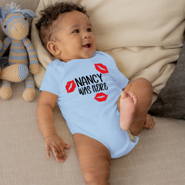 Personalized Baby I Was Here Kisses Romper | CWBaby215