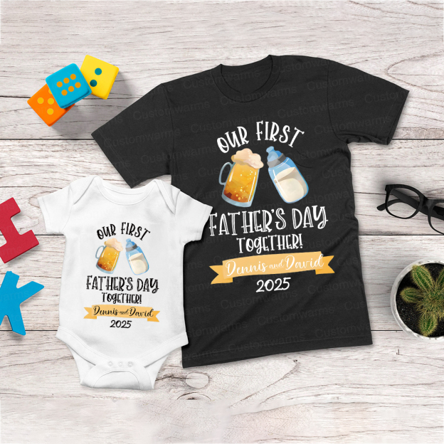Personalized First Father's Day Daddy and Baby Outfit | CWFamily64