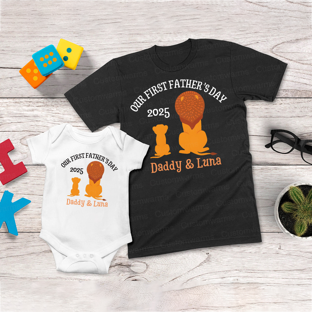Personalized First Father's Day Daddy and Baby Outfit | CWFamily65
