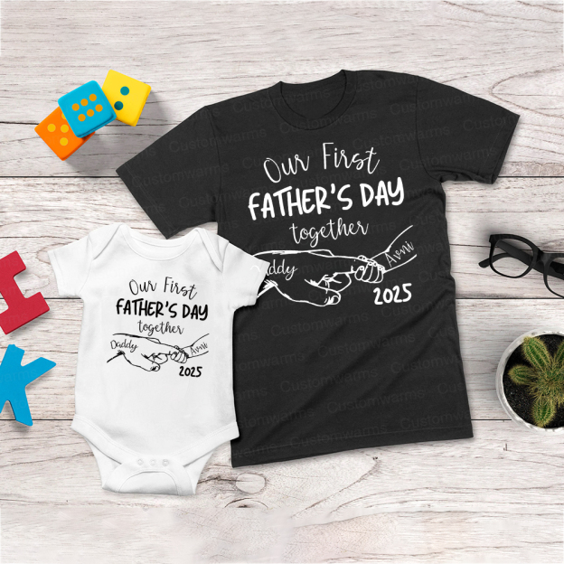 Personalized First Father's Day Daddy and Baby Outfit | CWFamily66