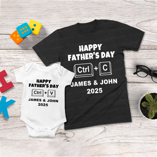 Personalized First Father's Day Daddy and Baby Outfit | CWFamily71