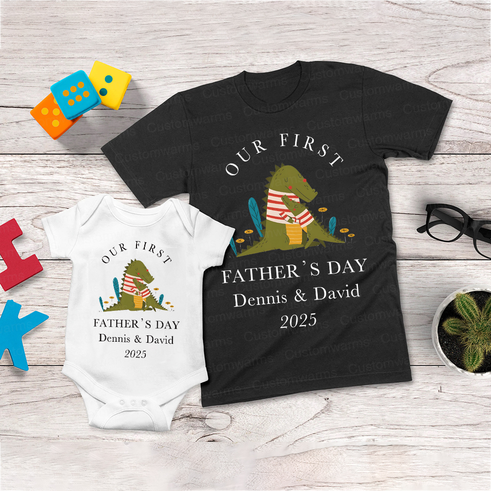 Personalized First Father's Day Daddy and Baby Outfit | CWFamily72