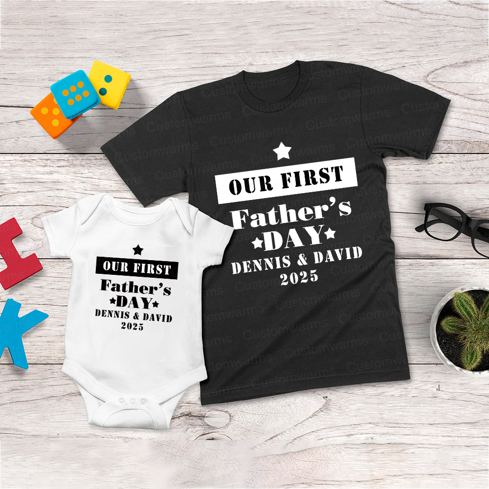 Personalized First Father's Day Daddy and Baby Outfit | CWFamily73