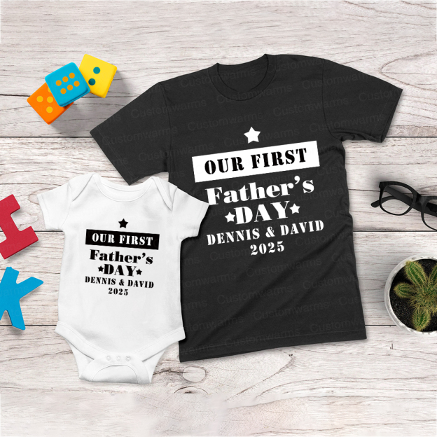 Personalized First Father's Day Daddy and Baby Outfit | CWFamily73