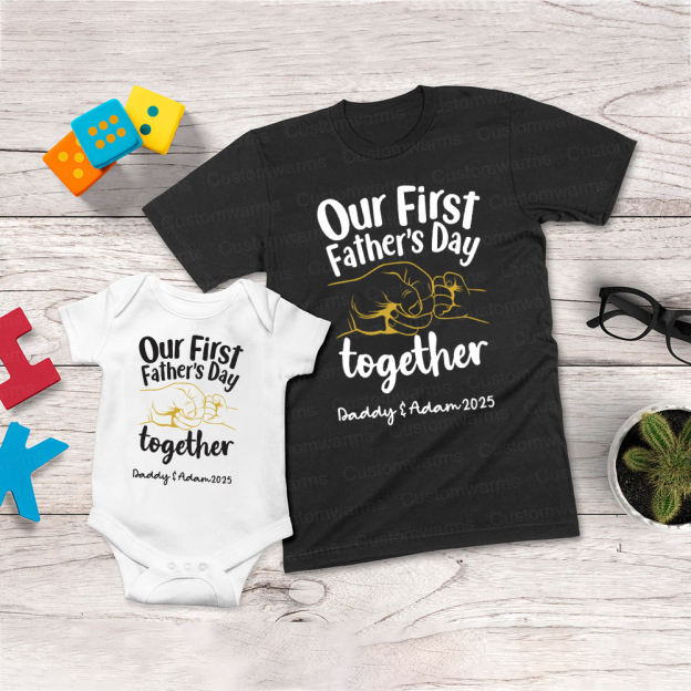 Personalized First Father's Day Daddy and Baby Outfit | CWFamily74
