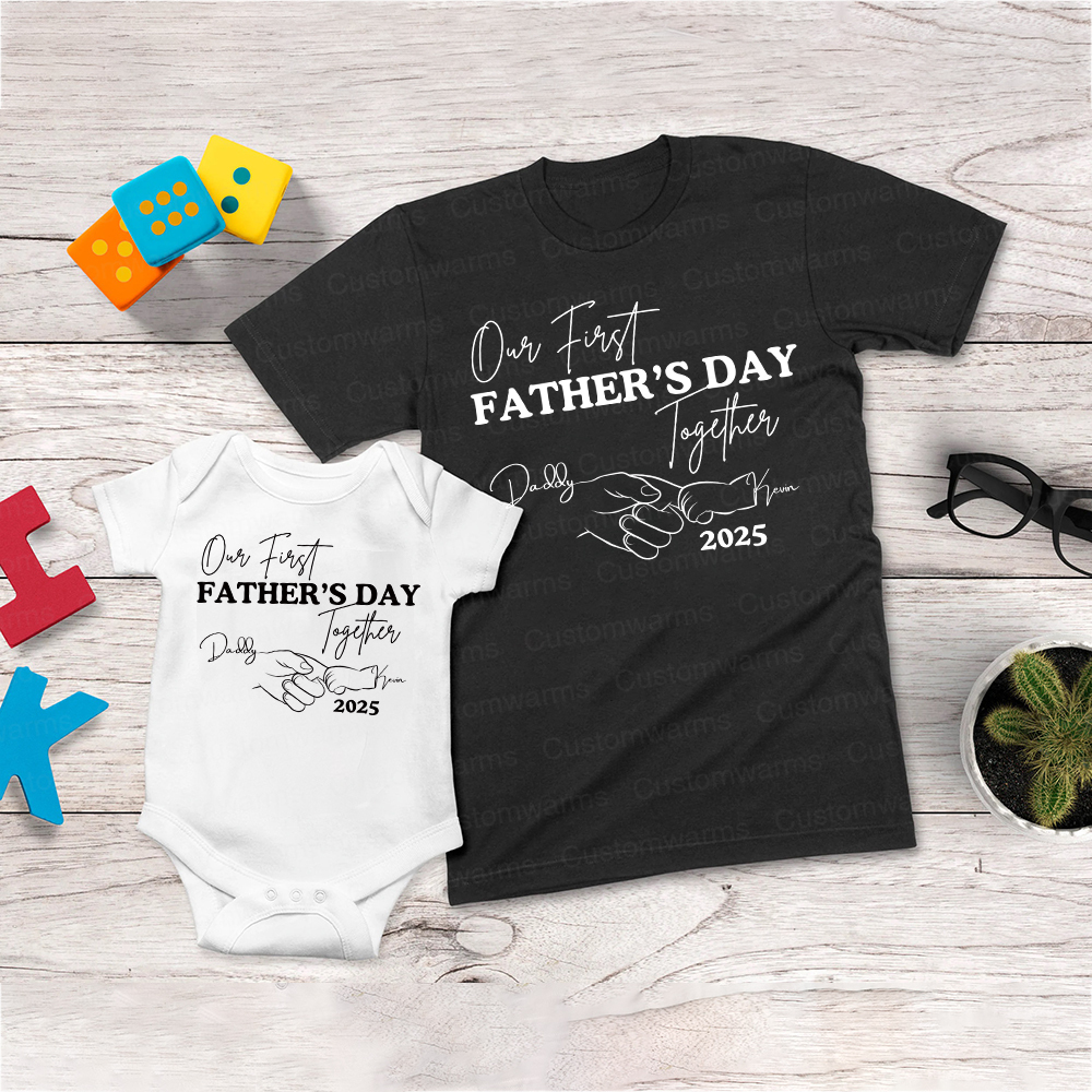Personalized First Father's Day Daddy and Baby Outfit | CWFamily75