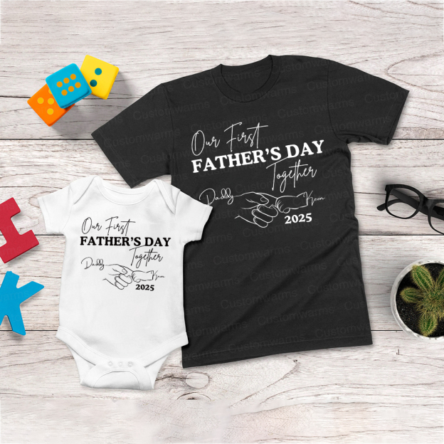 Personalized First Father's Day Daddy and Baby Outfit | CWFamily75