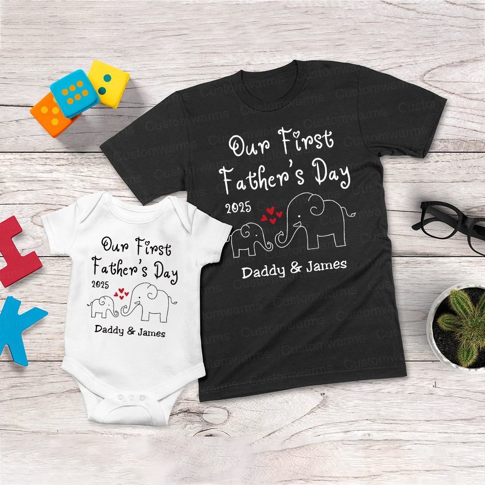 Personalized First Father's Day Daddy and Baby Outfit | CWFamily76