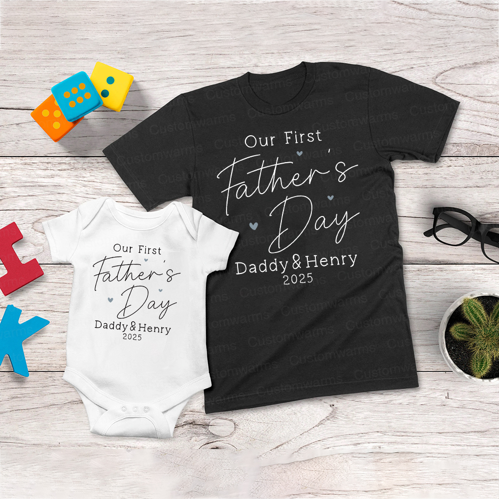 Personalized First Father's Day Daddy and Baby Outfit | CWFamily78