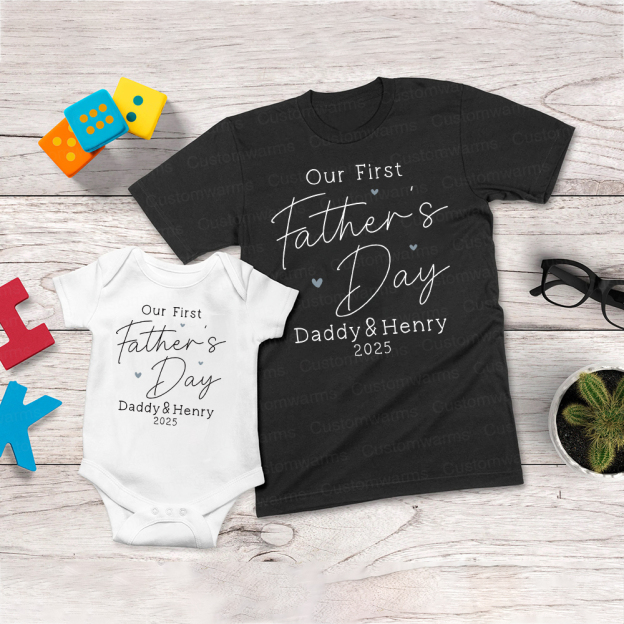 Personalized First Father's Day Daddy and Baby Outfit | CWFamily78
