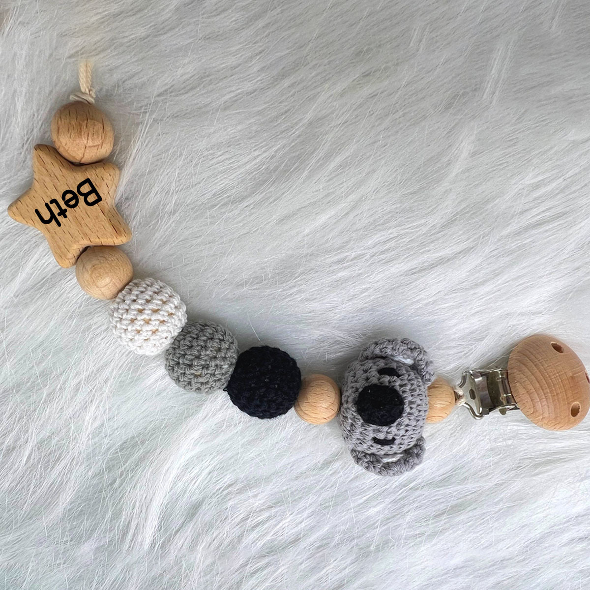 Personalized Baby Pacifier Crochet Animals Clip | CWBaby42