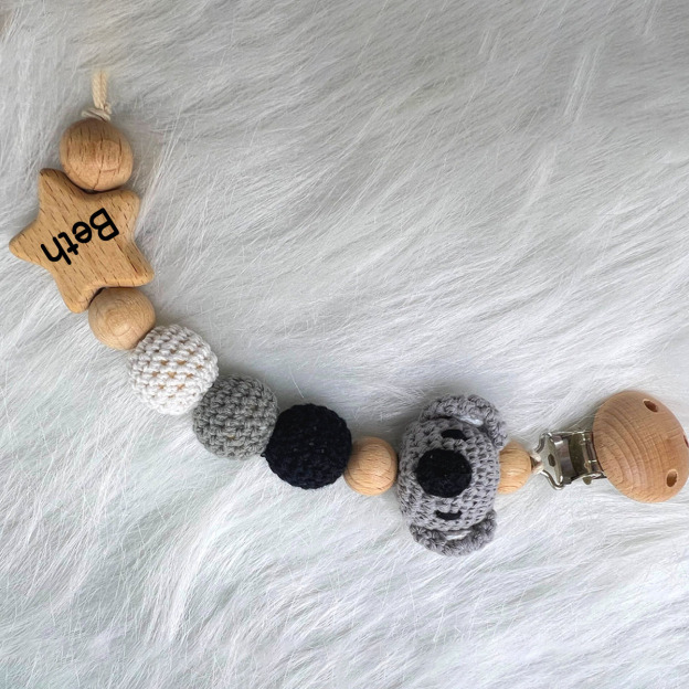 Personalized Baby Pacifier Crochet Animals Clip | CWBaby42