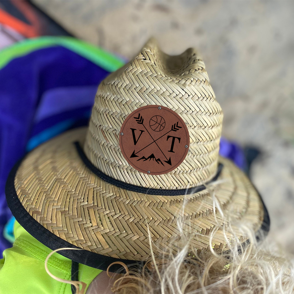 Personalized Summer Leather Patch Straw Hat for Comfort & Unique | CWBeach80