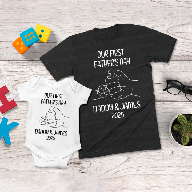 Personalized First Father's Day Daddy and Baby Outfit | CWFamily82
